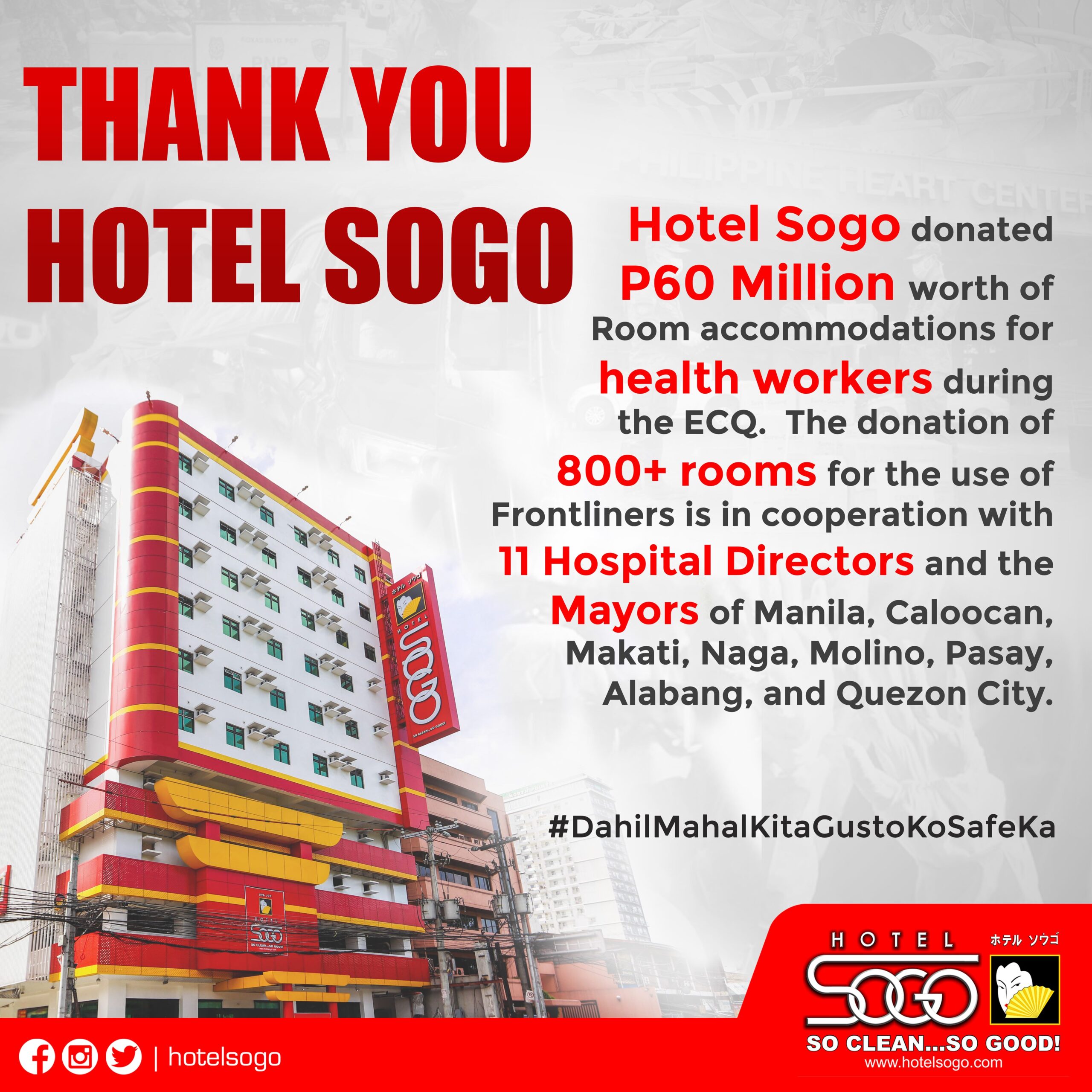Hotel Sogo Shows Support To Frontliners