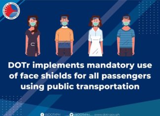 DOTr Implements Use of Face Shield in Public Transportation